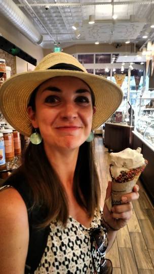 Giant-sized happiness with this giant-sized ice-cream cone at Kilwin's in Boulder, Colorado